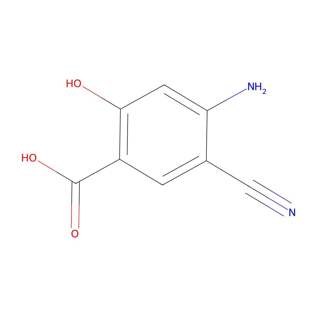 4-Amino-5-cyano-2-hydroxybenzoic acid molecular structure, CAS 72817-93-7