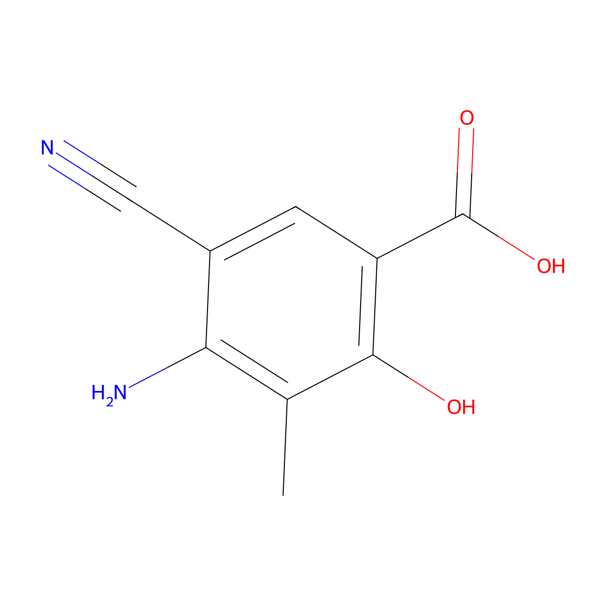 4-Amino-5-cyano-2-hydroxy-3-methylbenzoic acid molecular structure, CAS 72817-94-8