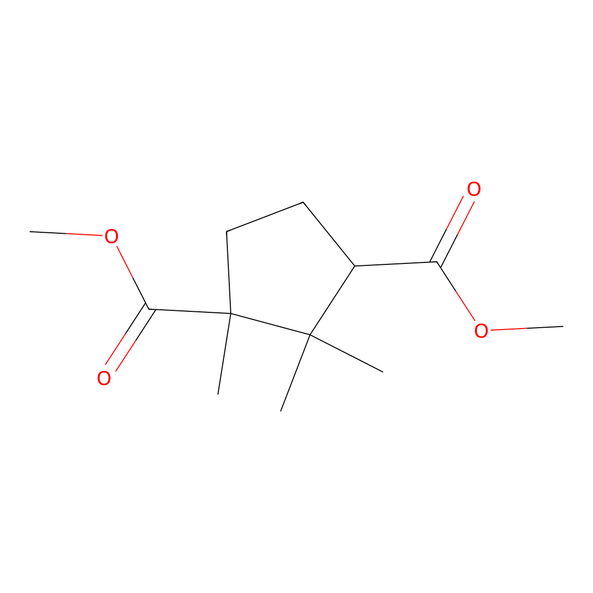 Dimethyl 1,2,2-trimethyl-1,3-cyclopentanedicarboxylate molecular structure, CAS 7282-27-1