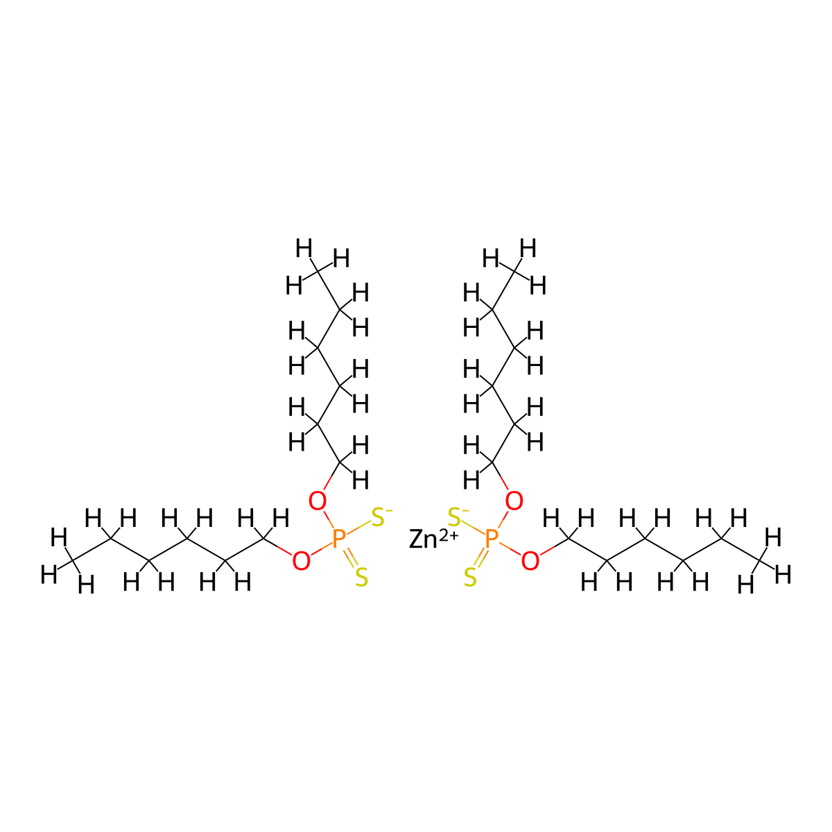 Zinc O,O-dihexyl dithiophosphate molecular structure, CAS 7282-28-2