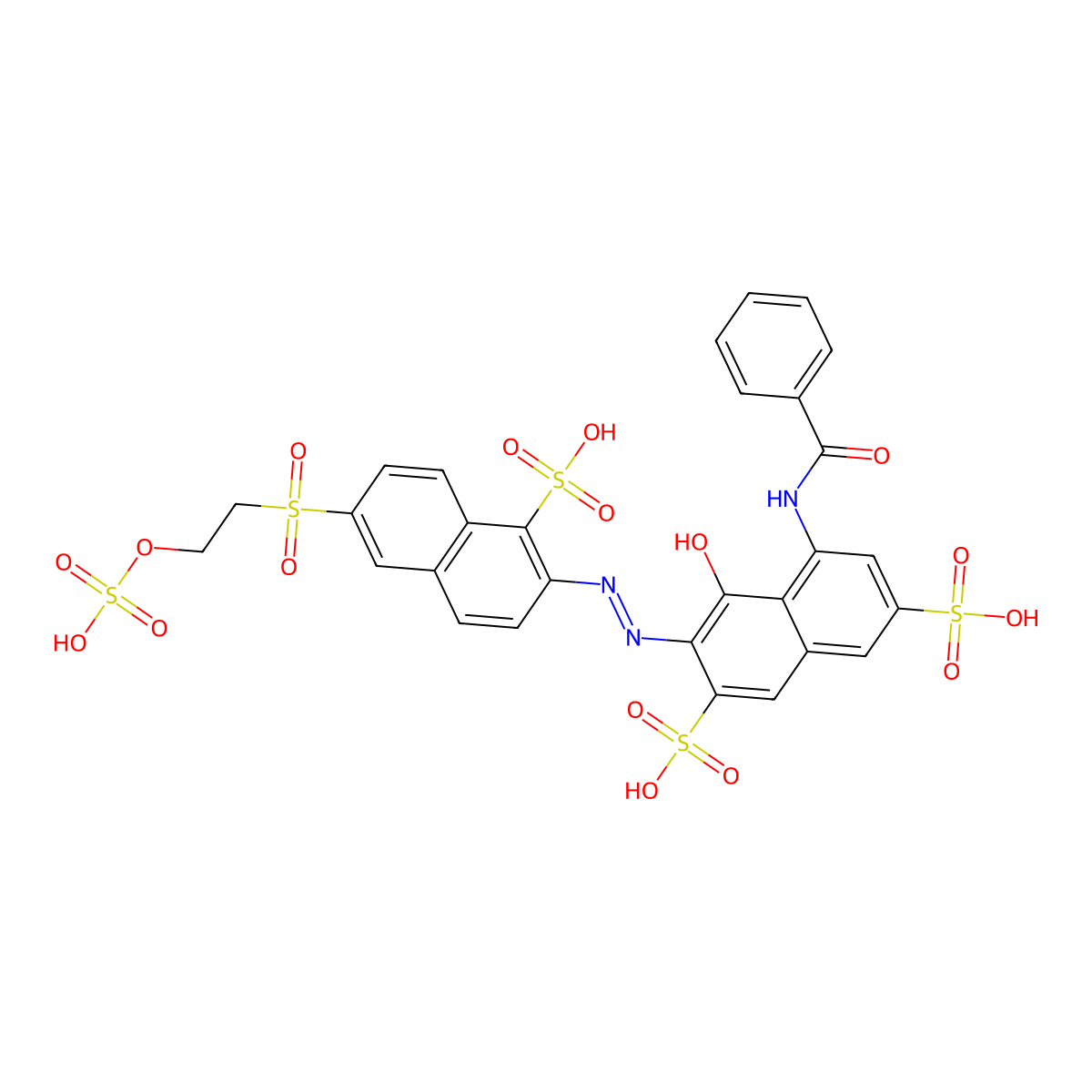 5-(Benzoylamino)-4-hydroxy-3-((1-sulpho-6-((2-(sulphooxy)ethyl)sulphonyl)-2-naphthyl)azo)naphthalene-2,7-disulphonic acid molecular structure, CAS 72828-03-6