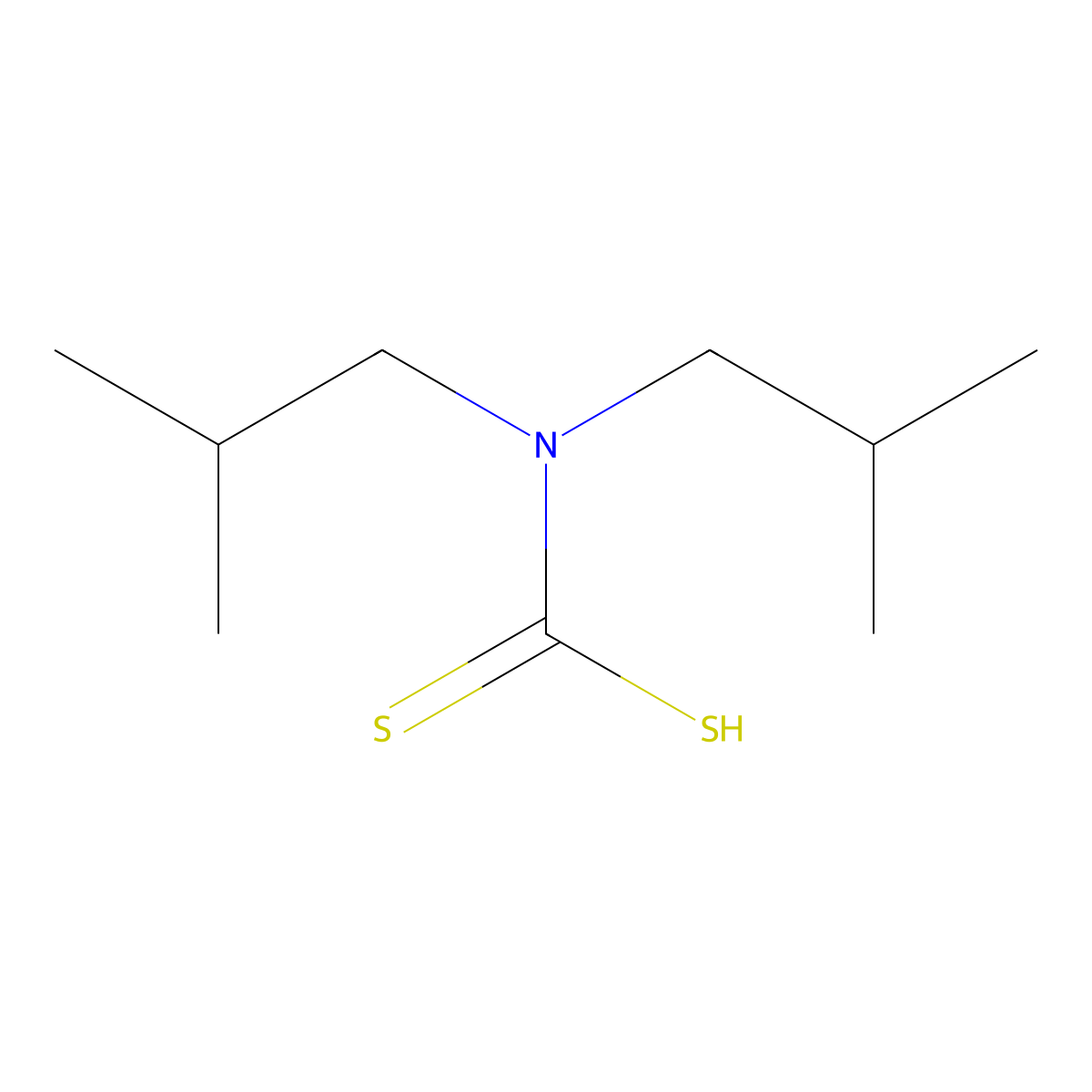 Di-(isobutyl)dithiocarbamic acid molecular structure, CAS 7283-77-4