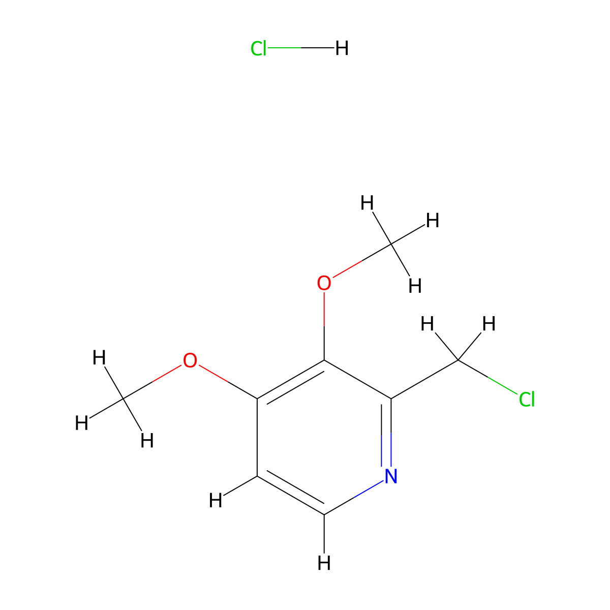2-Chloromethyl-3,4-dimethoxypyridinium chloride molecular structure, CAS 72830-09-2