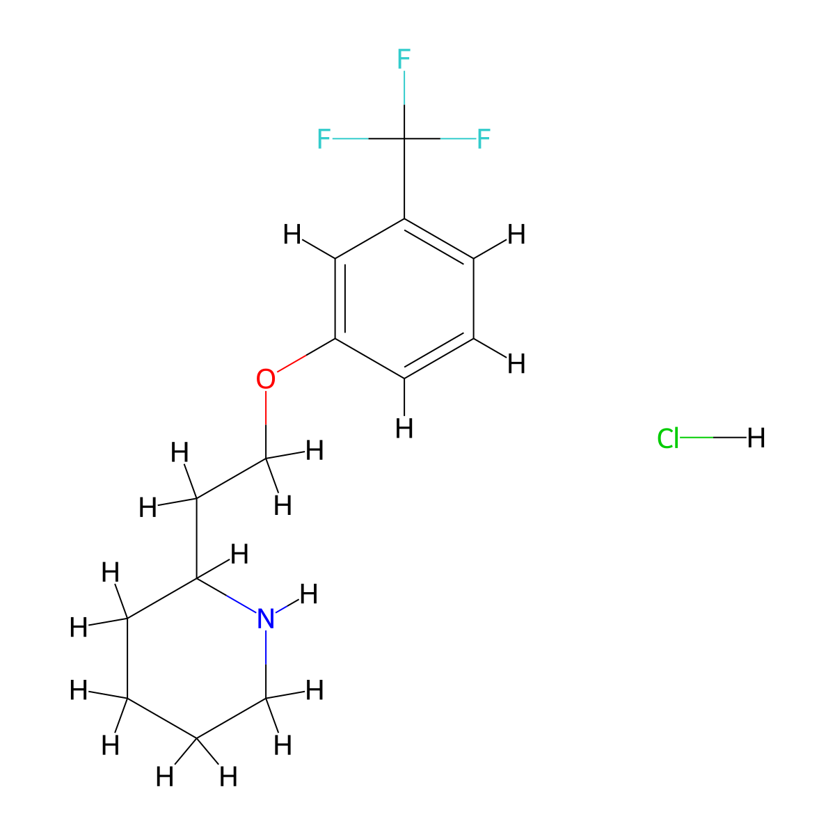 2-{2-[3-(Trifluoromethyl)phenoxy]ethyl}piperidine hydrochloride molecular structure, CAS 72834-22-1