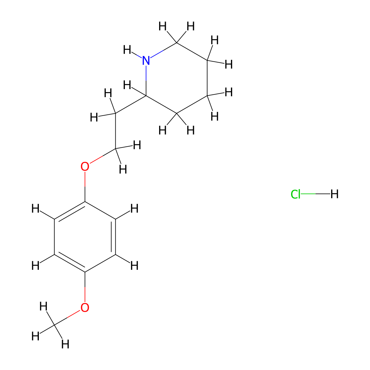 4-Methoxyphenyl 2-(2-piperidinyl)ethyl ether hydrochloride molecular structure, CAS 72834-32-3