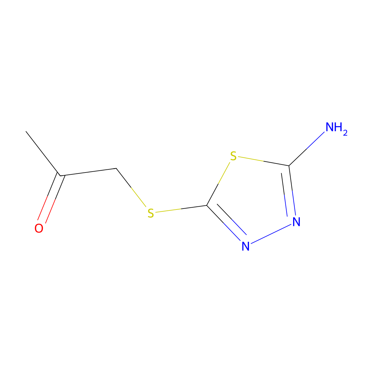 1-[(5-Amino-1,3,4-thiadiazol-2-yl)sulfanyl]propan-2-one molecular structure, CAS 72836-10-3