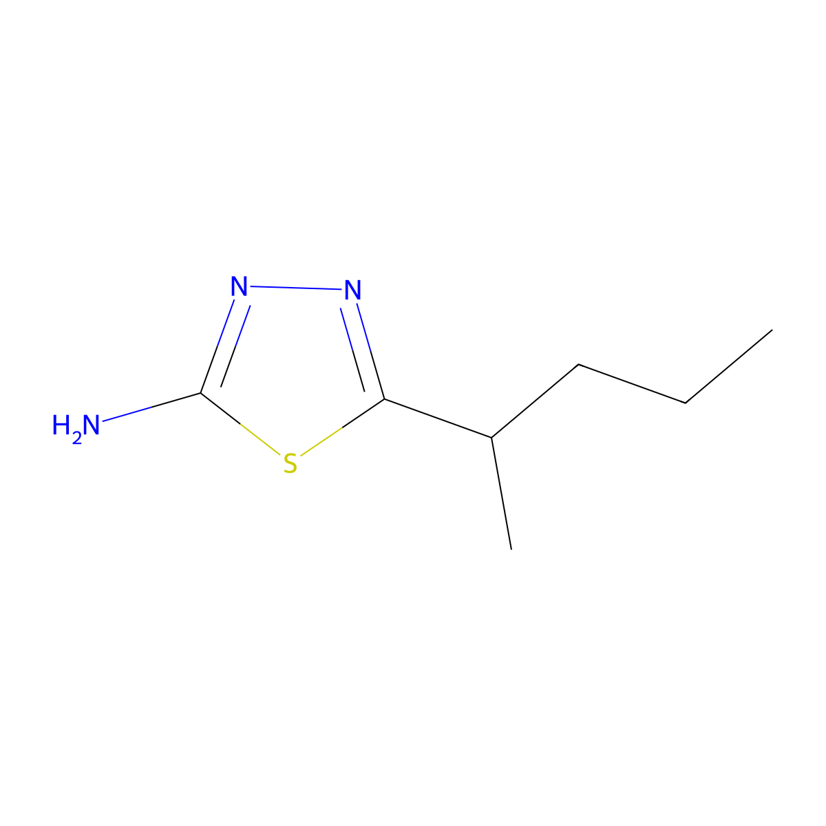 5-(1-Methylbutyl)-1,3,4-thiadiazol-2-amine molecular structure, CAS 72836-32-9