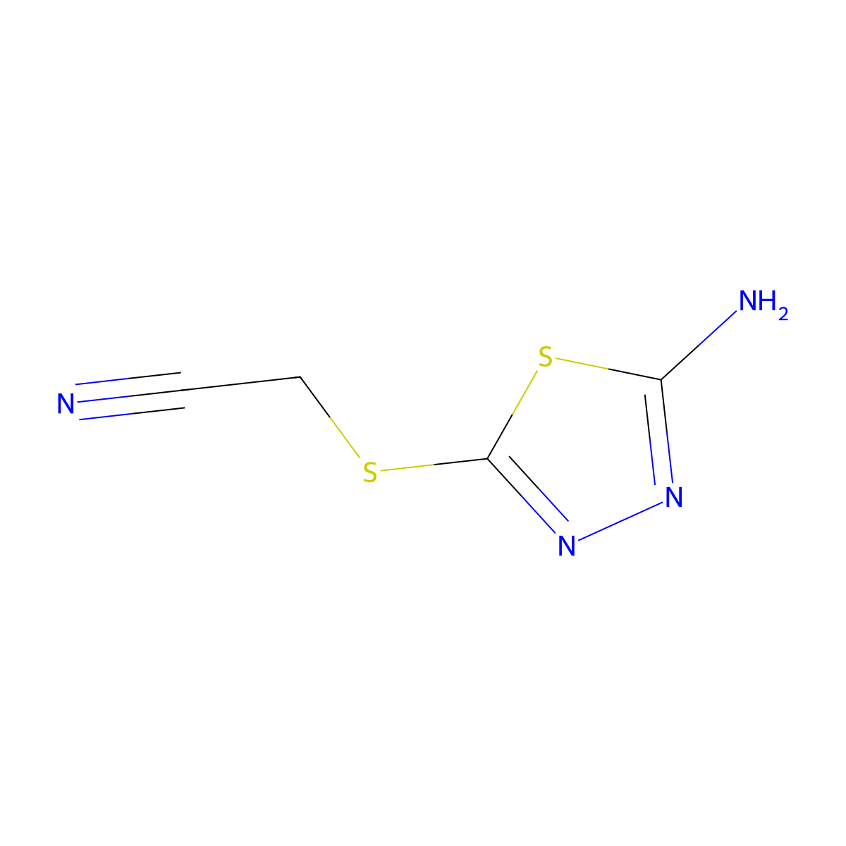 2-((5-Amino-1,3,4-thiadiazol-2-yl)thio)acetonitrile molecular structure, CAS 72836-34-1