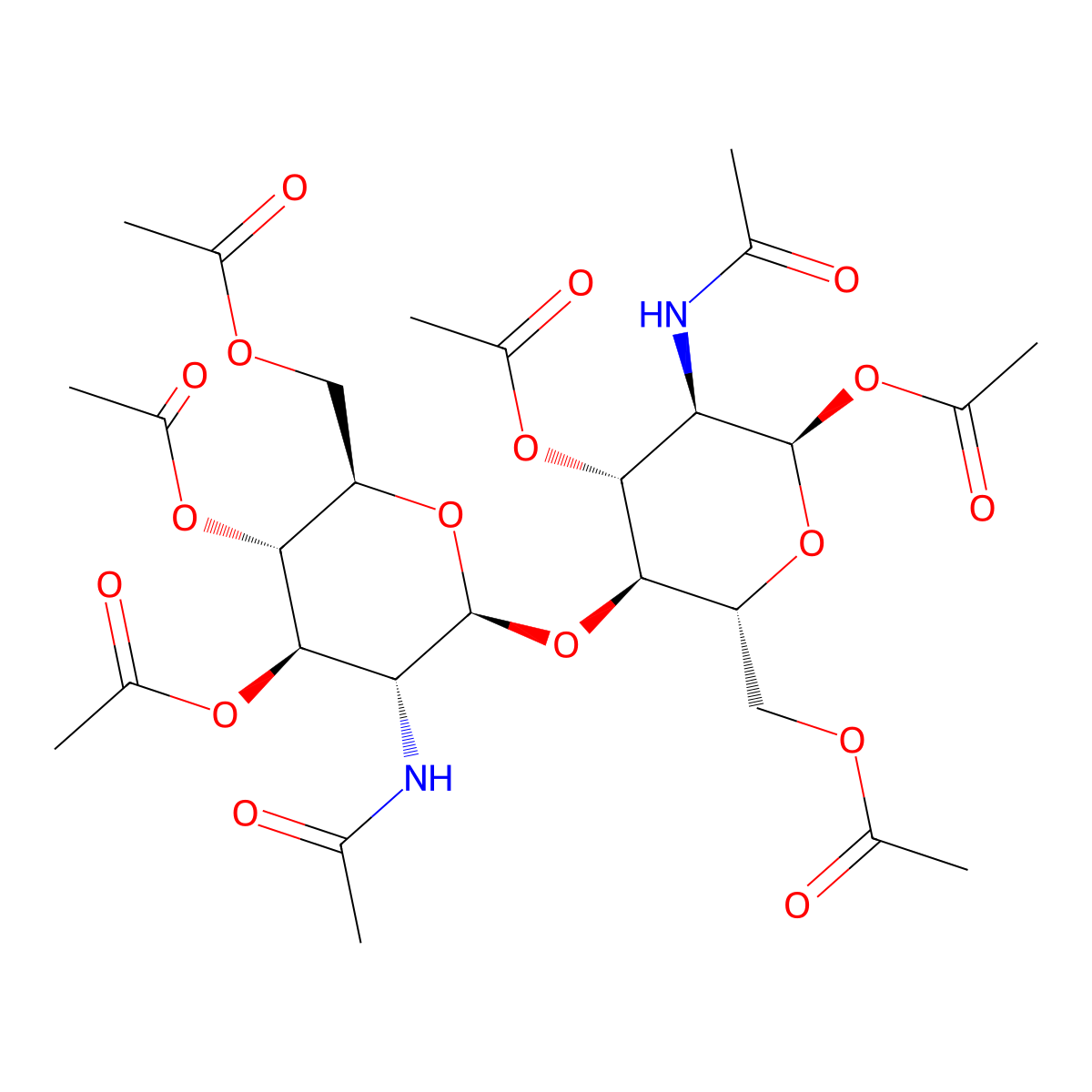 [(2R,3S,4R,5R,6R)-5-acetamido-3-[(2S,3R,4R,5S,6R)-3-acetamido-4,5-diacetyloxy-6-(acetyloxymethyl)oxan-2-yl]oxy-4,6-diacetyloxyoxan-2-yl]methyl acetate molecular structure, CAS 7284-18-6