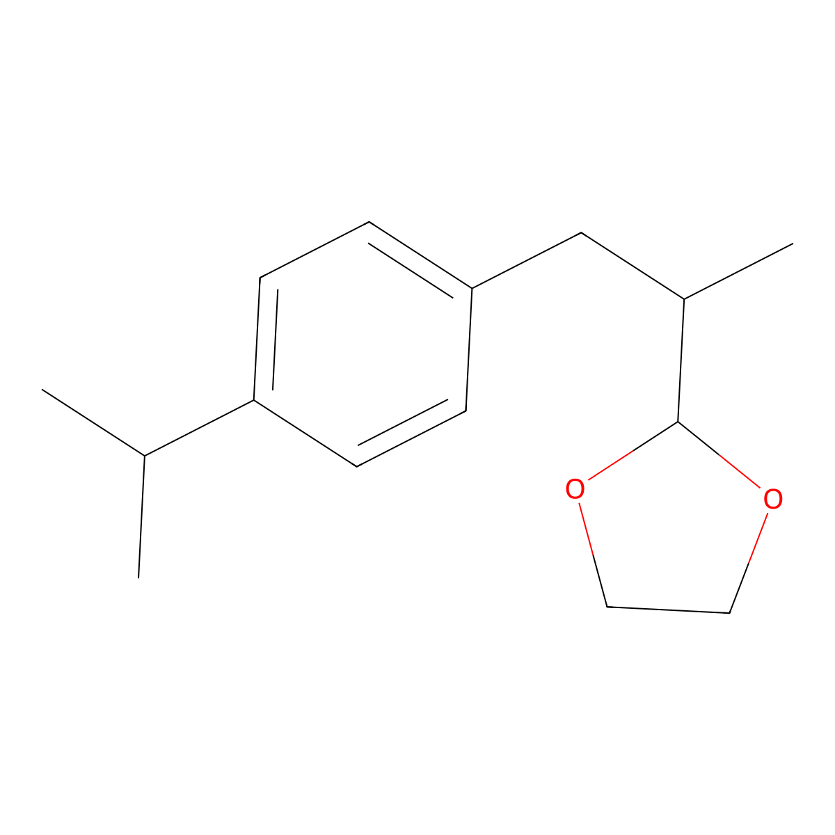 1,3-Dioxolane, 2-(1-methyl-2-(4-(1-methylethyl)phenyl)ethyl)- molecular structure, CAS 72845-85-3