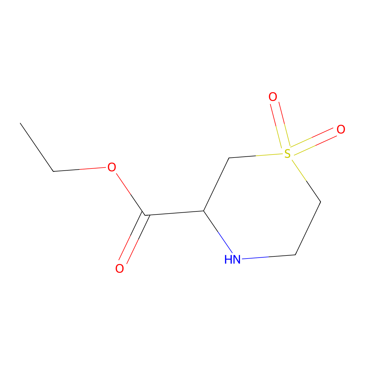 Ethyl thiomorpholine-3-carboxylate 1,1-dioxide molecular structure, CAS 72849-66-2