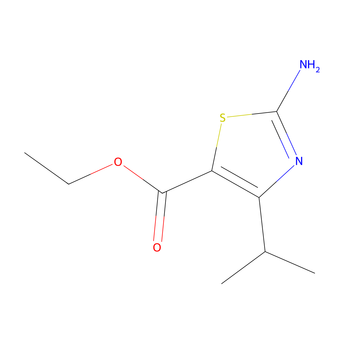 Ethyl 2-amino-4-(propan-2-yl)-1,3-thiazole-5-carboxylate molecular structure, CAS 72850-76-1
