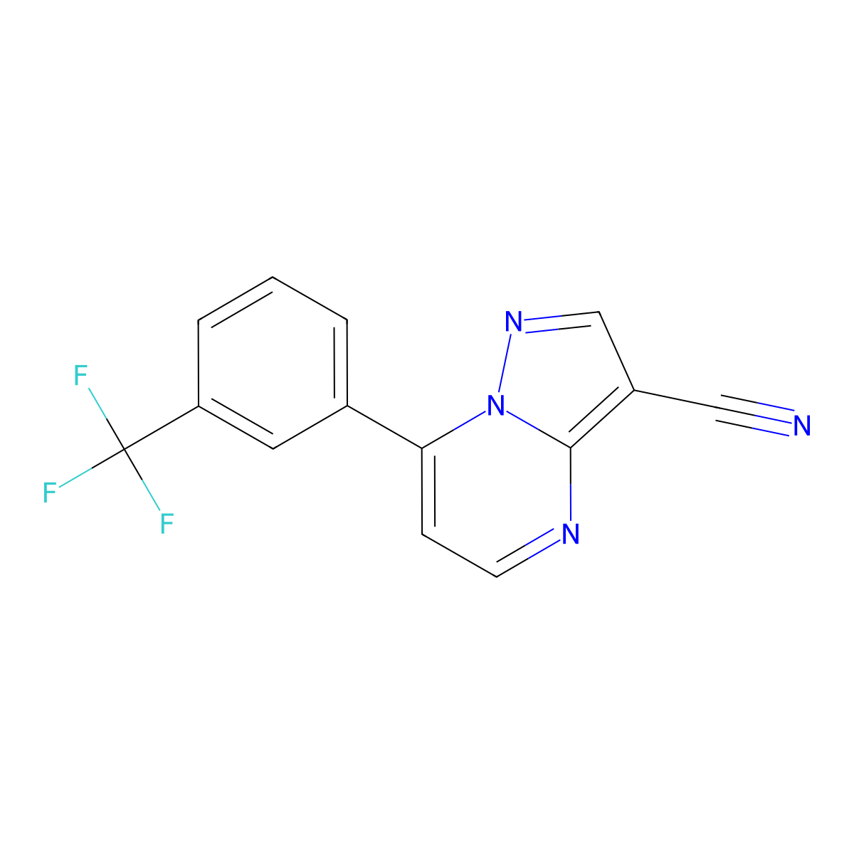 7-[3-(Trifluoromethyl)phenyl]pyrazolo[1,5-a]pyrimidine-3-carbonitrile molecular structure, CAS 72851-20-8