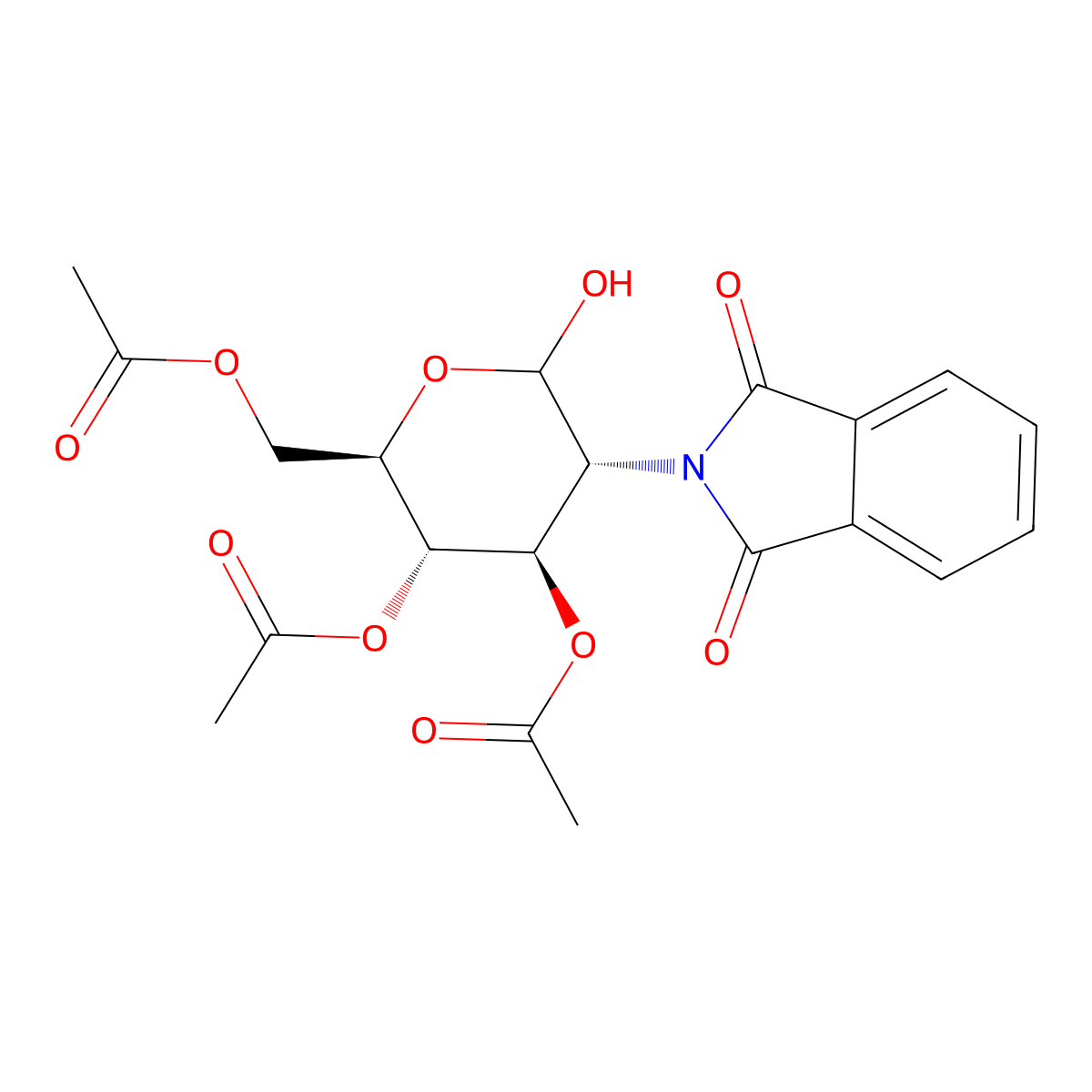 3,4,6-tri-O-acetyl-2-deoxy-2-phthalimido-D-glucopyranose molecular structure, CAS 72858-55-0