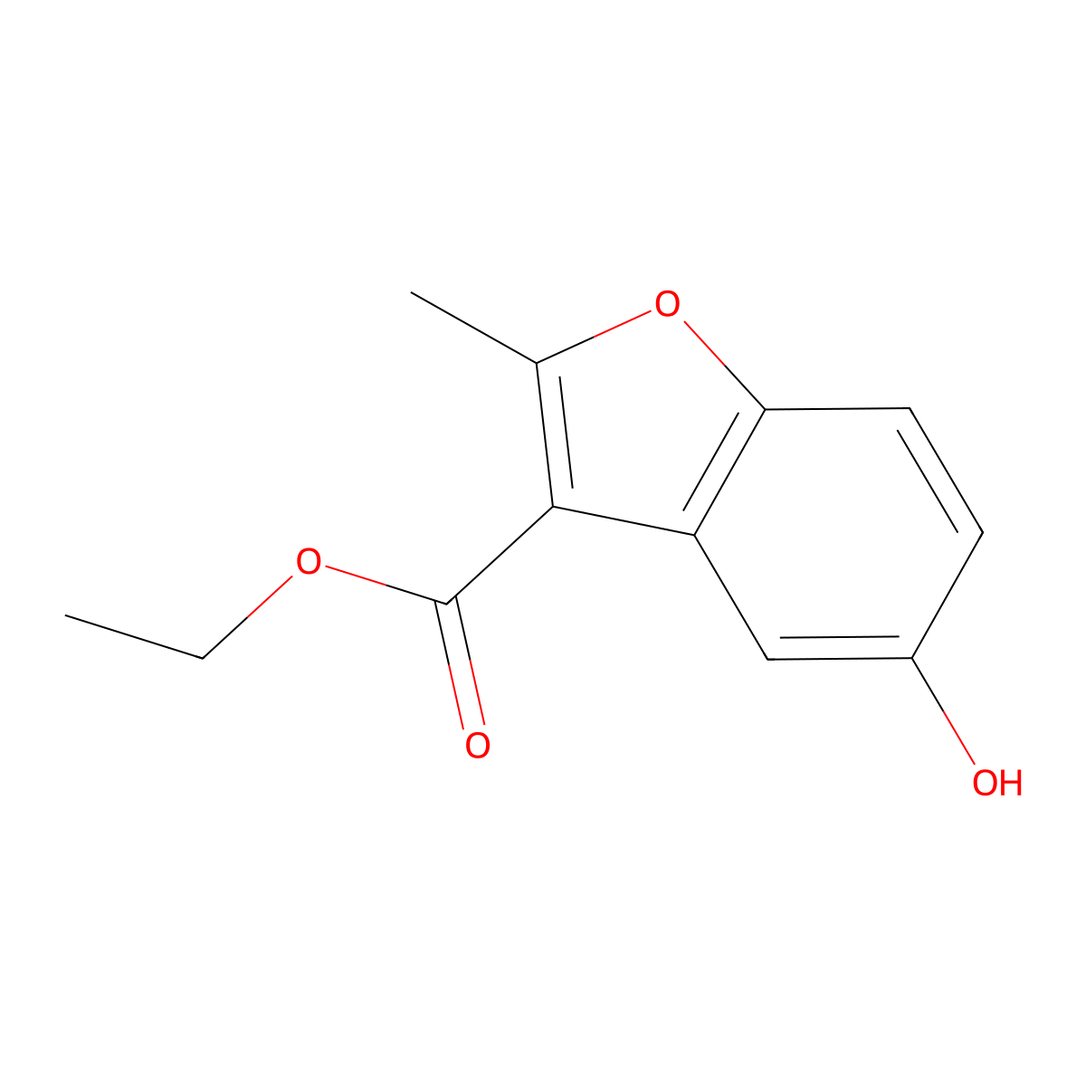 Ethyl 5-hydroxy-2-methyl-3-benzofurancarboxylate molecular structure, CAS 7287-40-3