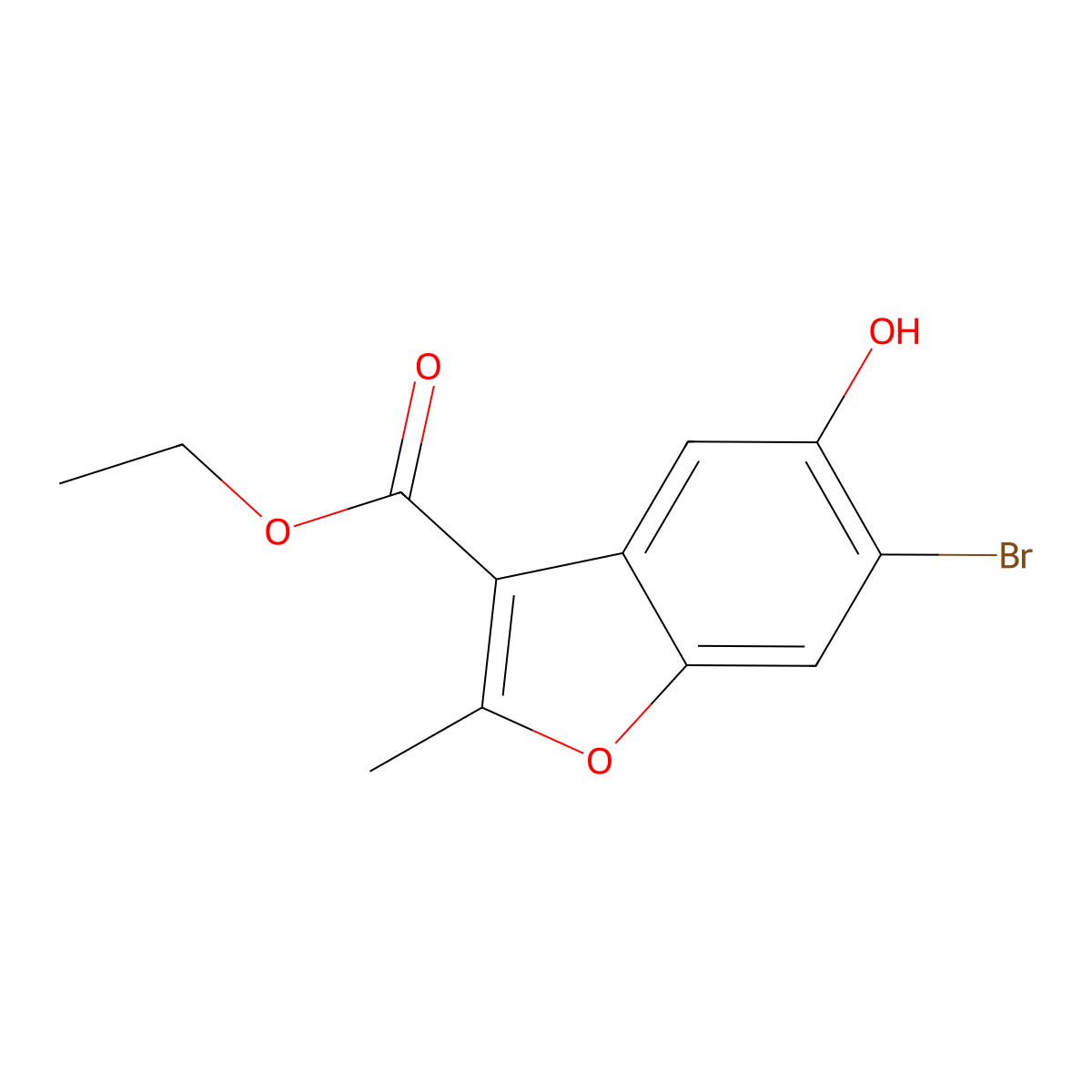 3-Benzofurancarboxylic acid, 6-bromo-5-hydroxy-2-methyl-, ethyl ester molecular structure, CAS 7287-41-4