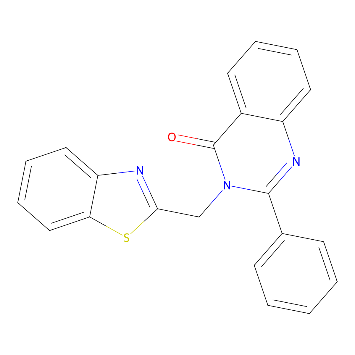 4(3H)-Quinazolinone, 3-(2-benzothiazolylmethyl)-2-phenyl- molecular structure, CAS 72875-67-3