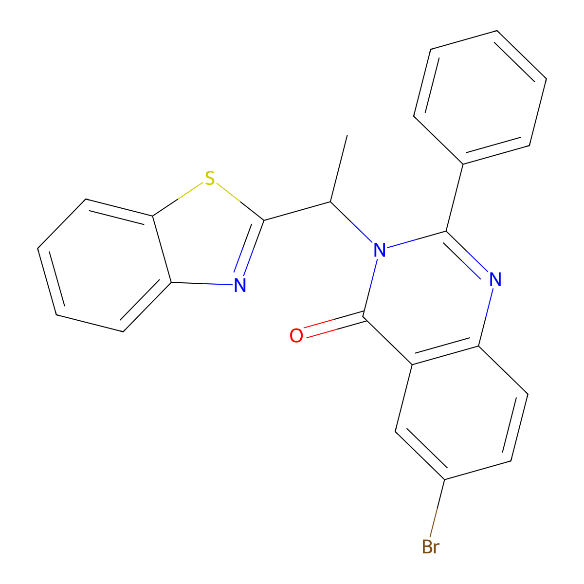 4(3H)-Quinazolinone, 3-(1-(2-benzothiazolyl)ethyl)-6-bromo-2-phenyl- molecular structure, CAS 72875-72-0