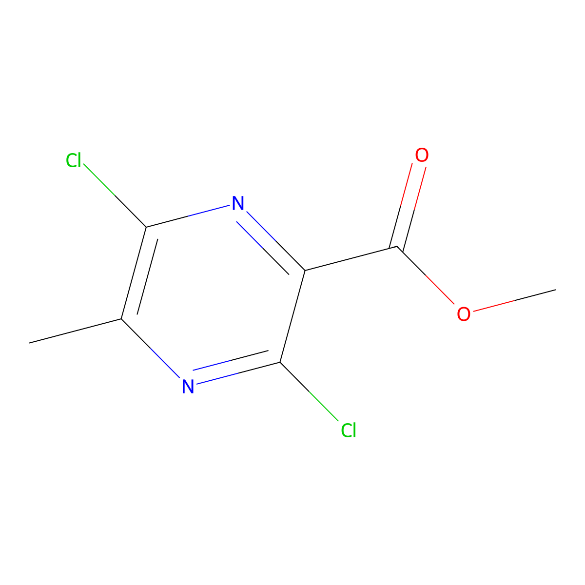 Methyl 3,6-dichloro-5-methylpyrazine-2-carboxylate molecular structure, CAS 72876-13-2