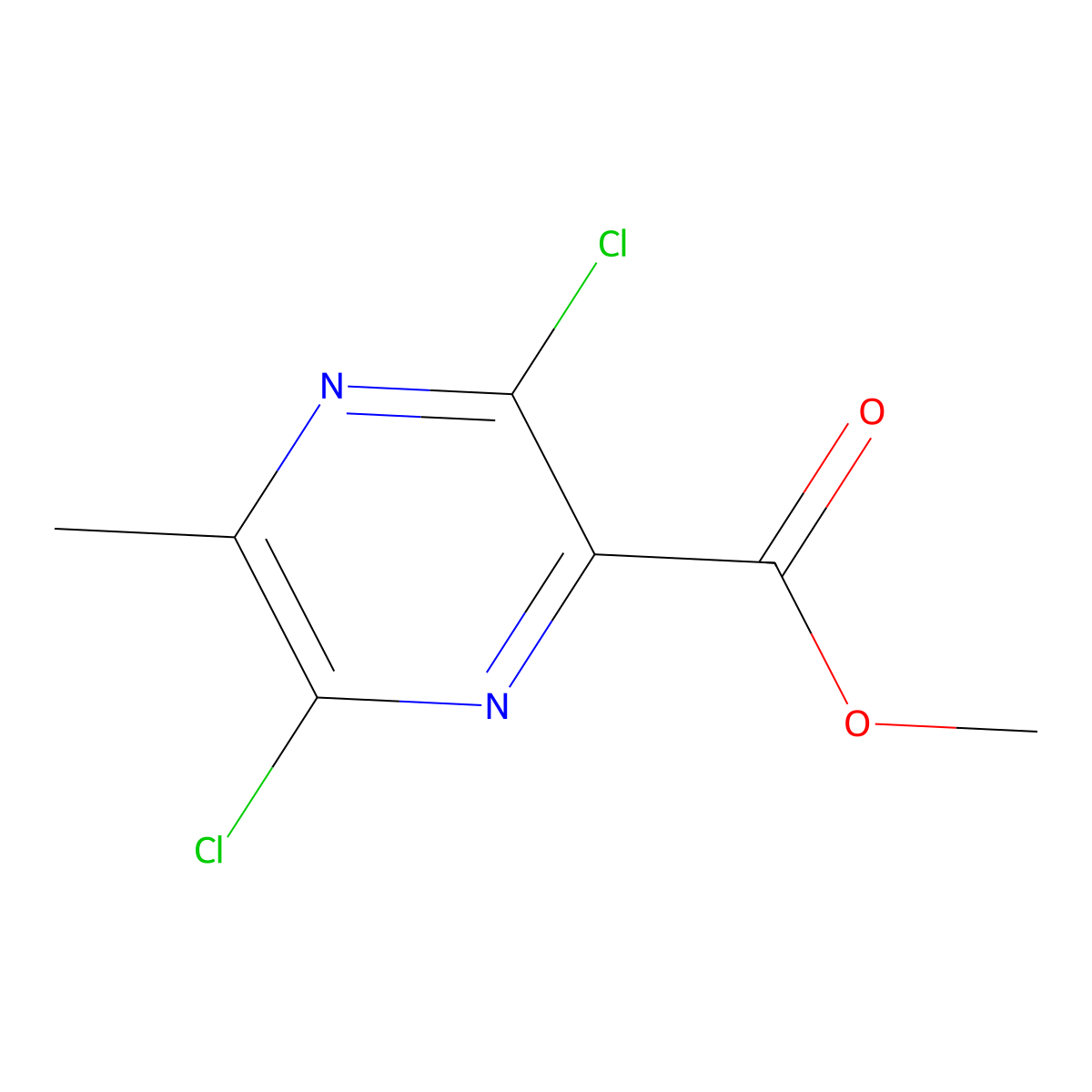 Methyl 3,6-dichloro-5-methylpyrazine-2-carboxylate molecular structure, CAS 72876-13-2