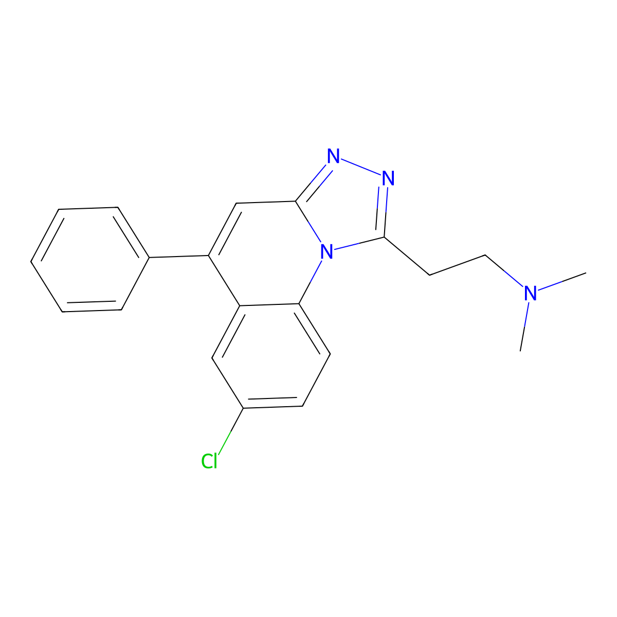 2-(7-chloro-5-phenyl-[1,2,4]triazolo[4,3-a]quinolin-1-yl)-N,N-dimethylethan-1-amine molecular structure, CAS 72882-78-1