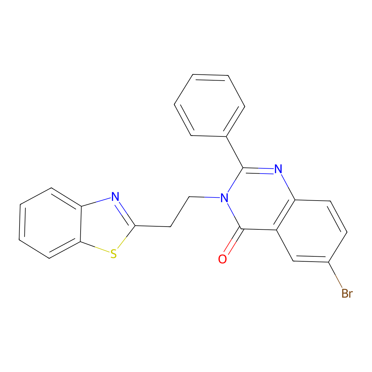 4(3H)-Quinazolinone, 3-(2-(2-benzothiazolyl)ethyl)-6-bromo-2-phenyl- molecular structure, CAS 72882-80-5