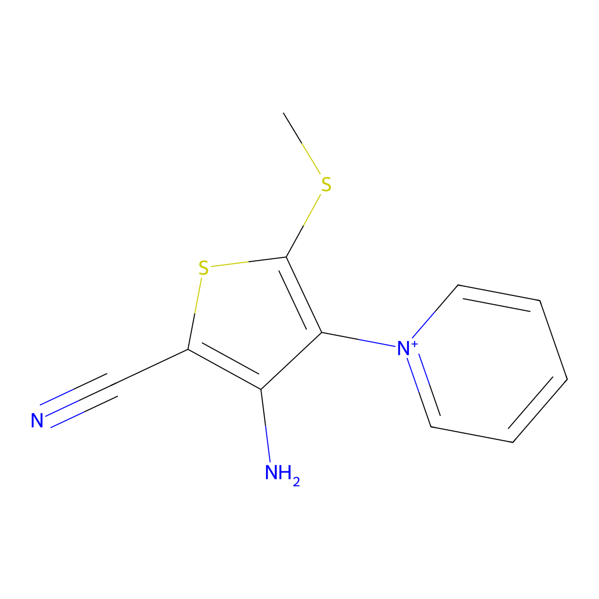 1-[4-Amino-5-cyano-2-(methylsulfanyl)thien-3-yl]pyridinium molecular structure, CAS 728855-73-0