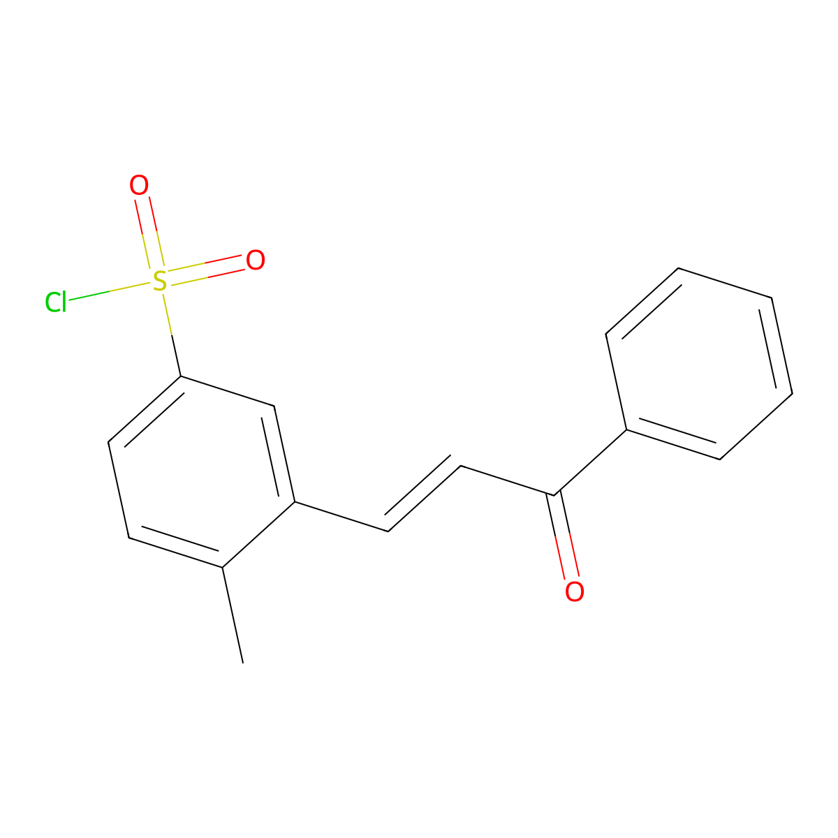 4-Methyl-3-(3-oxo-3-phenylprop-1-en-1-yl)benzene-1-sulfonyl chloride molecular structure, CAS 728864-86-6