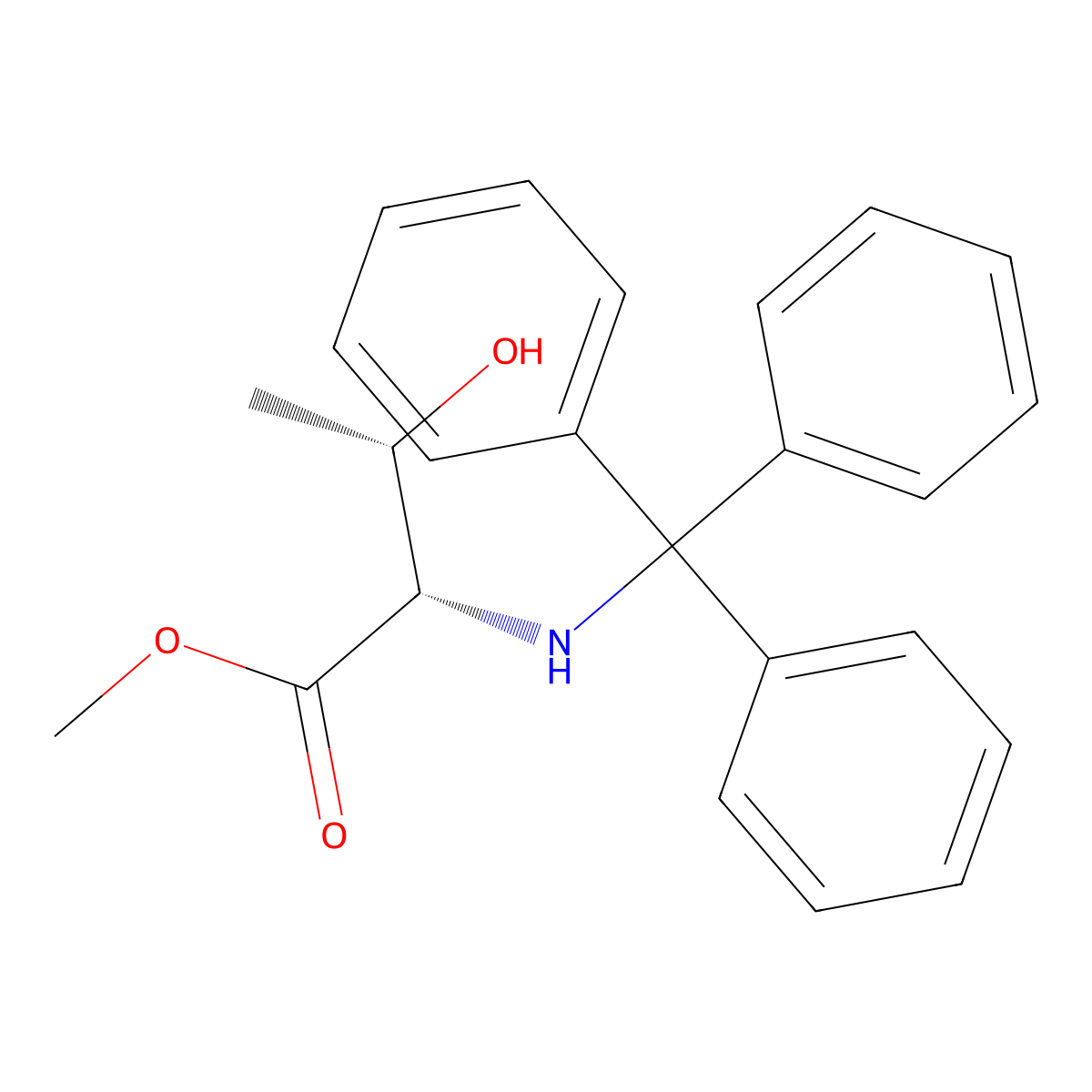 Methyl (2S,3S)-3-hydroxy-2-[(triphenylmethyl)amino]butanoate molecular structure, CAS 728877-98-3