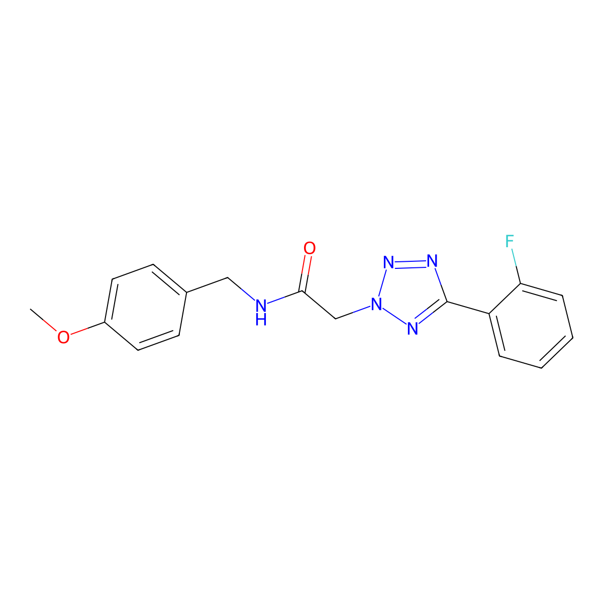 2-[5-(2-fluorophenyl)tetrazol-2-yl]-N-[(4-methoxyphenyl)methyl]acetamide molecular structure, CAS 728882-20-0