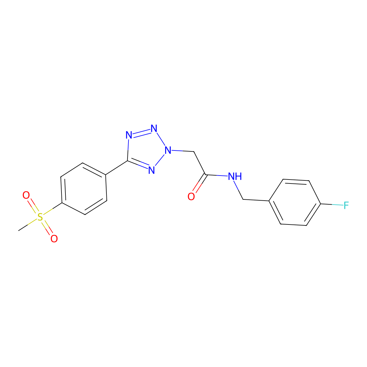 N-[(4-fluorophenyl)methyl]-2-[5-(4-methylsulfonylphenyl)tetrazol-2-yl]acetamide molecular structure, CAS 728882-29-9