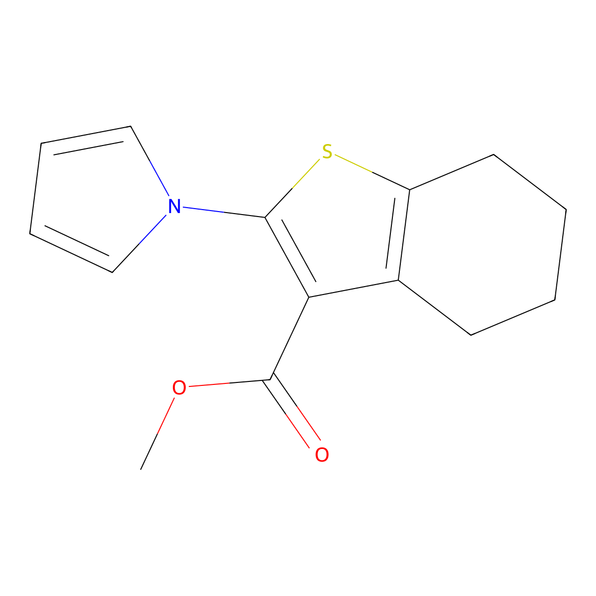 methyl 2-(1H-pyrrol-1-yl)-4,5,6,7-tetrahydro-1-benzothiophene-3-carboxylate molecular structure, CAS 728882-85-7