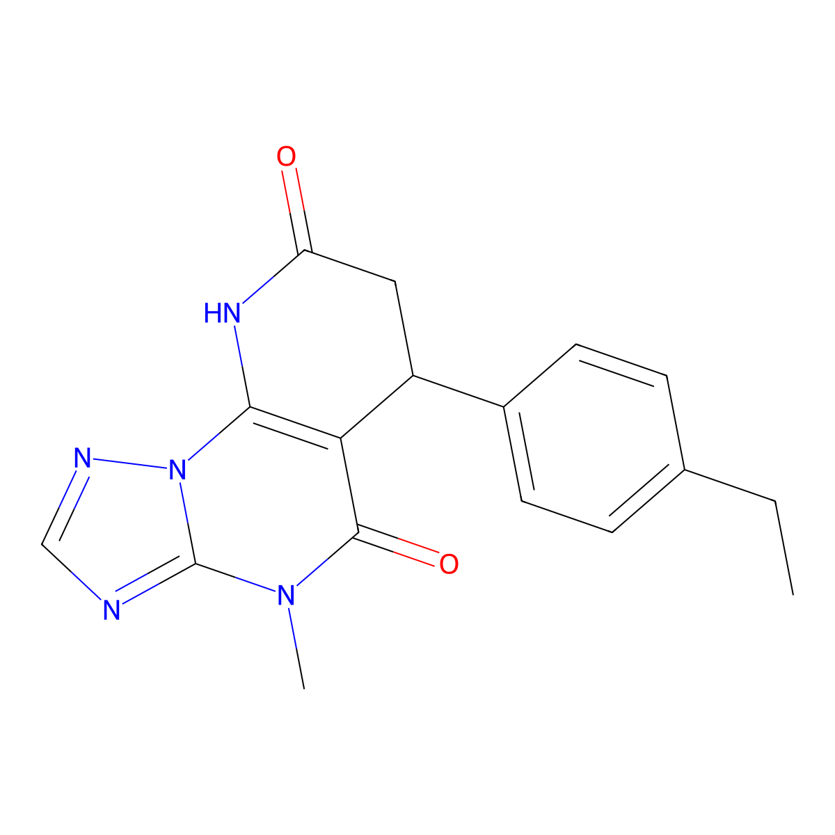 6-(4-ethylphenyl)-4-methyl-6,9-dihydropyrido[3,2-e][1,2,4]triazolo[1,5-a]pyrimidine-5,8(4H,7H)-dione molecular structure, CAS 728883-72-5