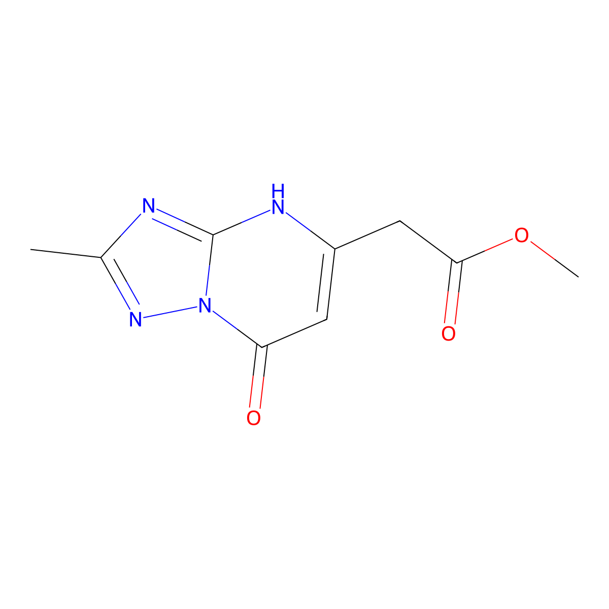 Methyl (2-methyl-7-oxo-4,7-dihydro[1,2,4]triazolo[1,5-a]pyrimidin-5-yl)acetate molecular structure, CAS 728883-76-9