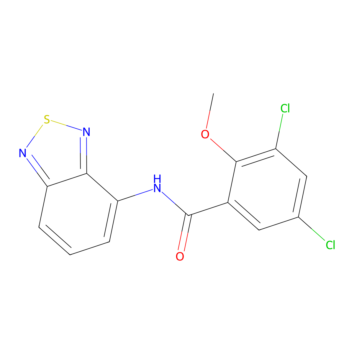 N-(2,1,3-benzothiadiazol-4-yl)-3,5-dichloro-2-methoxybenzamide molecular structure, CAS 728884-47-7