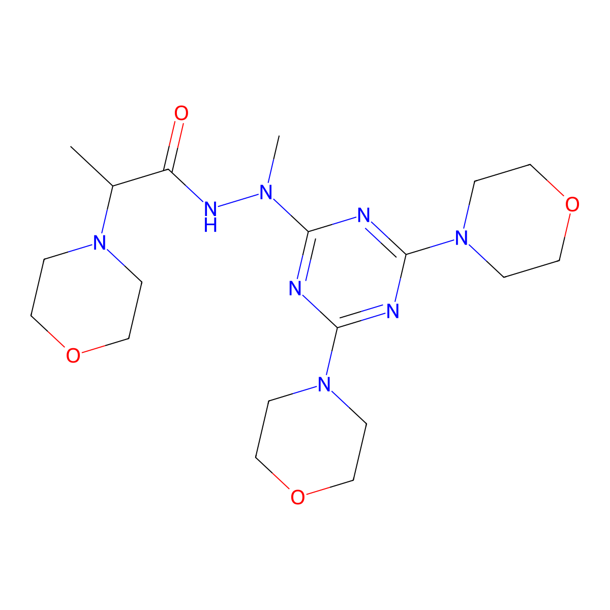 N'-(4,6-dimorpholin-4-yl-1,3,5-triazin-2-yl)-N'-methyl-2-morpholin-4-ylpropanehydrazide molecular structure, CAS 728884-86-4
