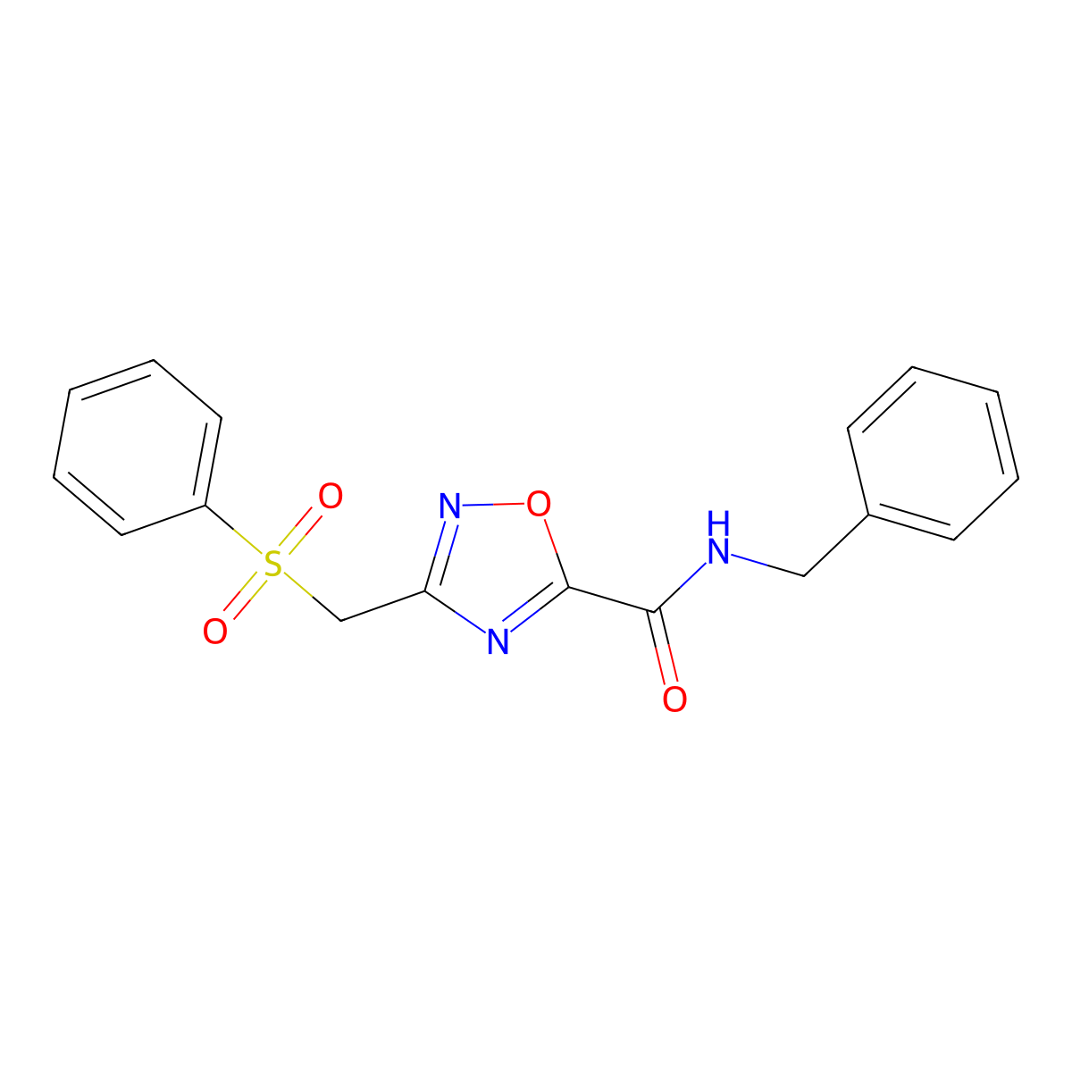 3-(benzenesulfonylmethyl)-N-benzyl-1,2,4-oxadiazole-5-carboxamide molecular structure, CAS 728884-87-5
