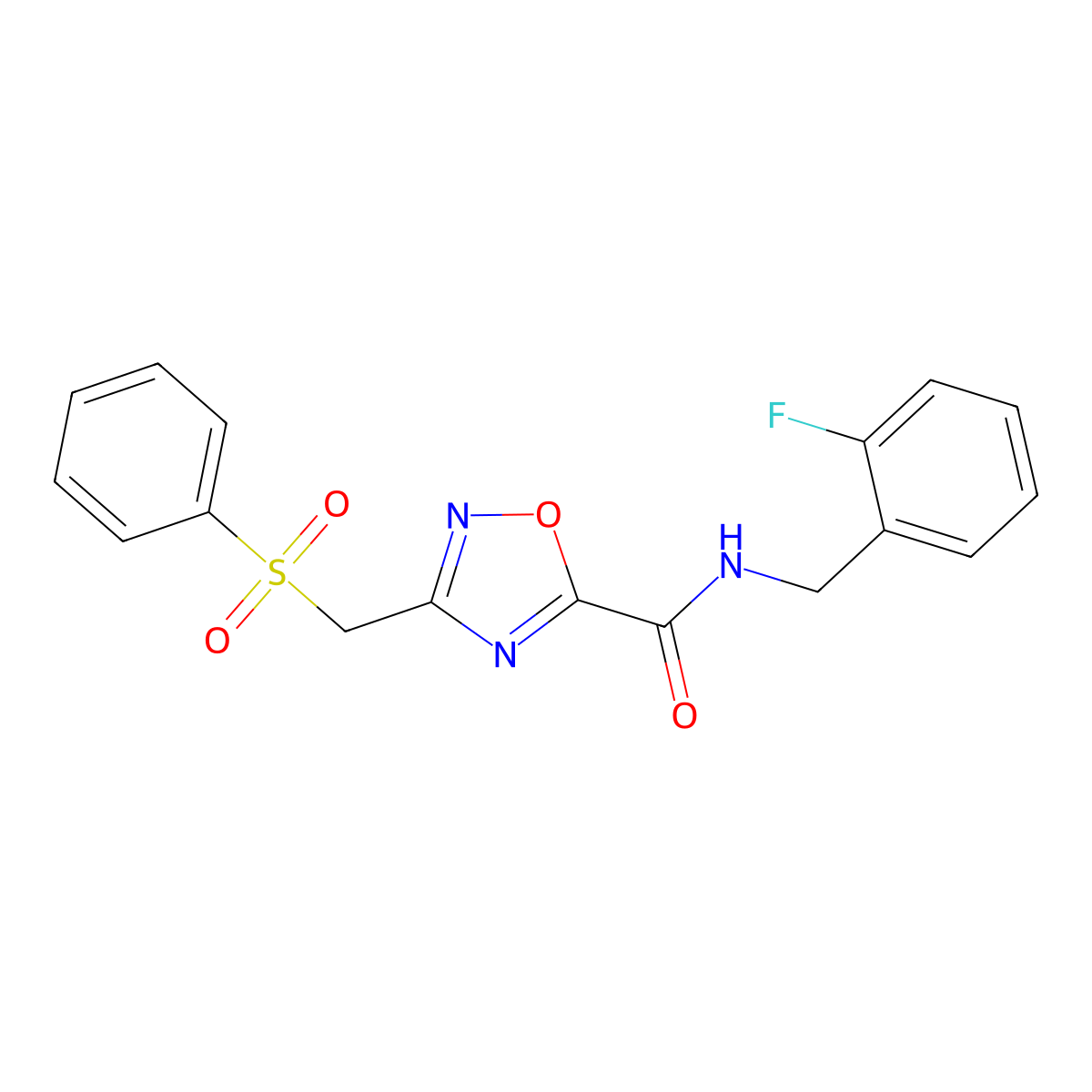 3-(benzenesulfonylmethyl)-N-[(2-fluorophenyl)methyl]-1,2,4-oxadiazole-5-carboxamide molecular structure, CAS 728884-91-1
