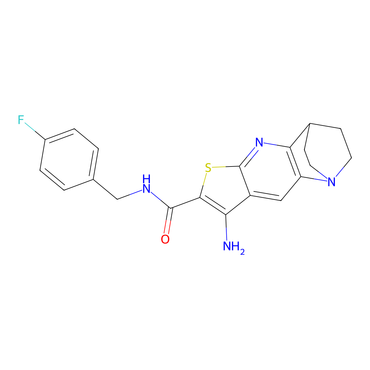 8-amino-N-(4-fluorobenzyl)-3,4-dihydro-2H-1,4-ethanothieno[2,3-b][1,5]naphthyridine-7-carboxamide molecular structure, CAS 728886-16-6