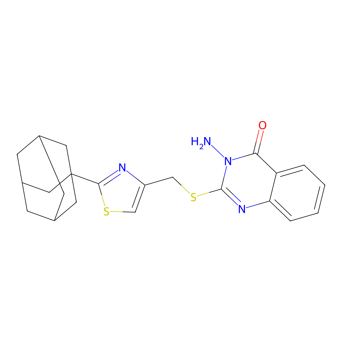 2-[[2-(1-Adamantyl)-1,3-thiazol-4-yl]methylsulfanyl]-3-aminoquinazolin-4-one molecular structure, CAS 728886-66-6