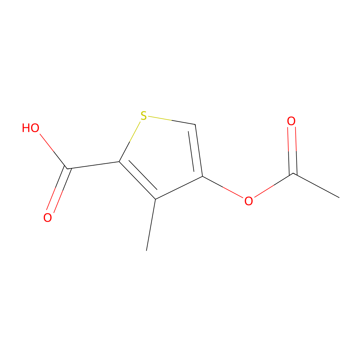 4-Acetyloxy-3-methylthiophene-2-carboxylic acid molecular structure, CAS 728886-67-7