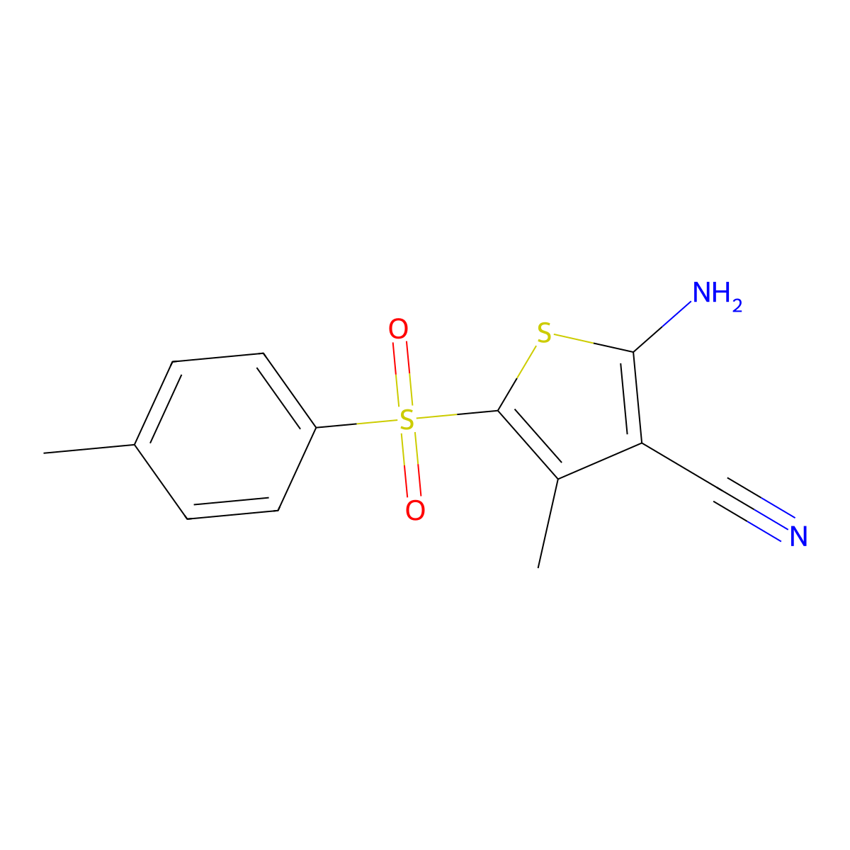 2-Amino-4-methyl-5-(4-methylphenyl)sulfonylthiophene-3-carbonitrile molecular structure, CAS 728886-86-0