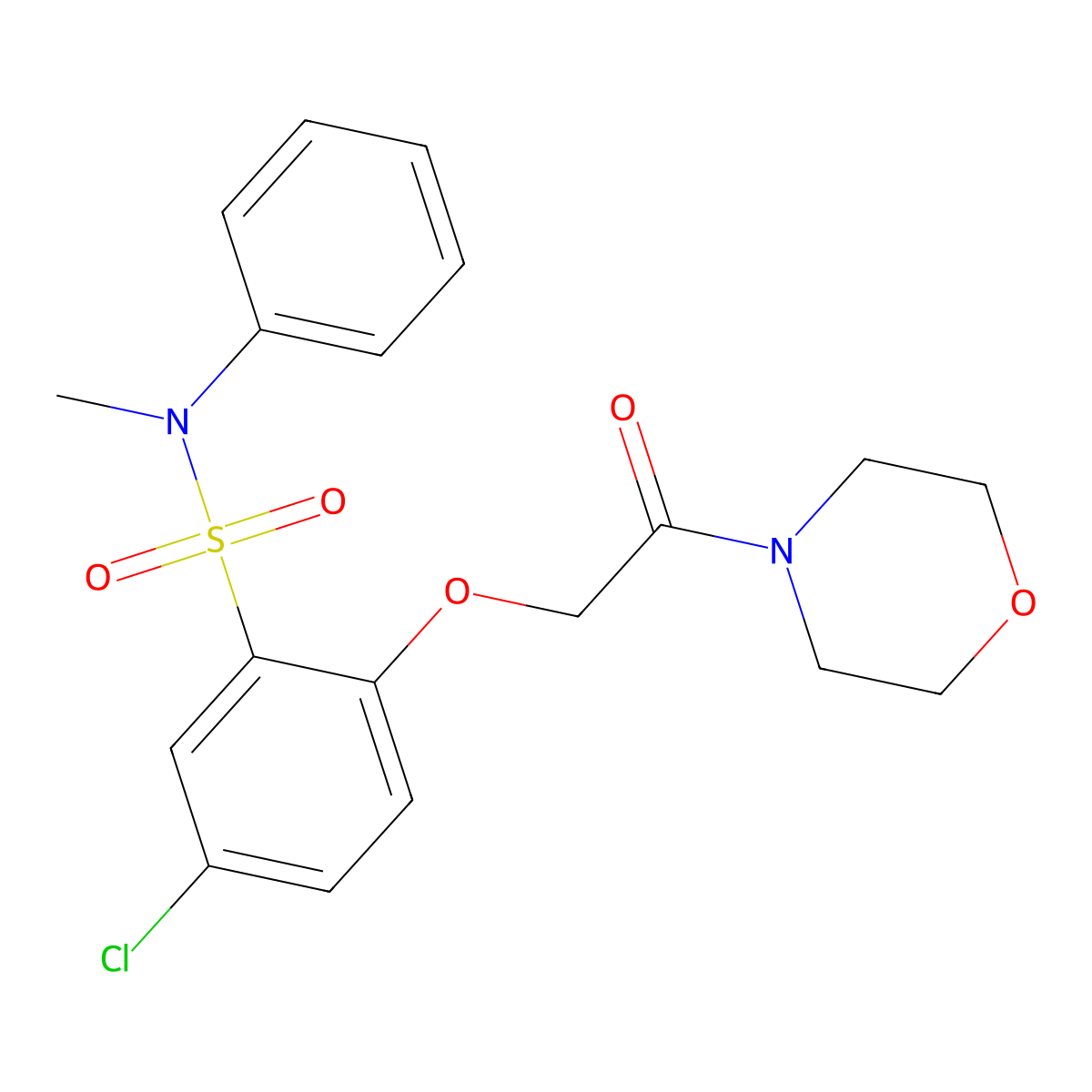 5-chloro-N-methyl-2-(2-morpholin-4-yl-2-oxoethoxy)-N-phenylbenzenesulfonamide molecular structure, CAS 728886-96-2