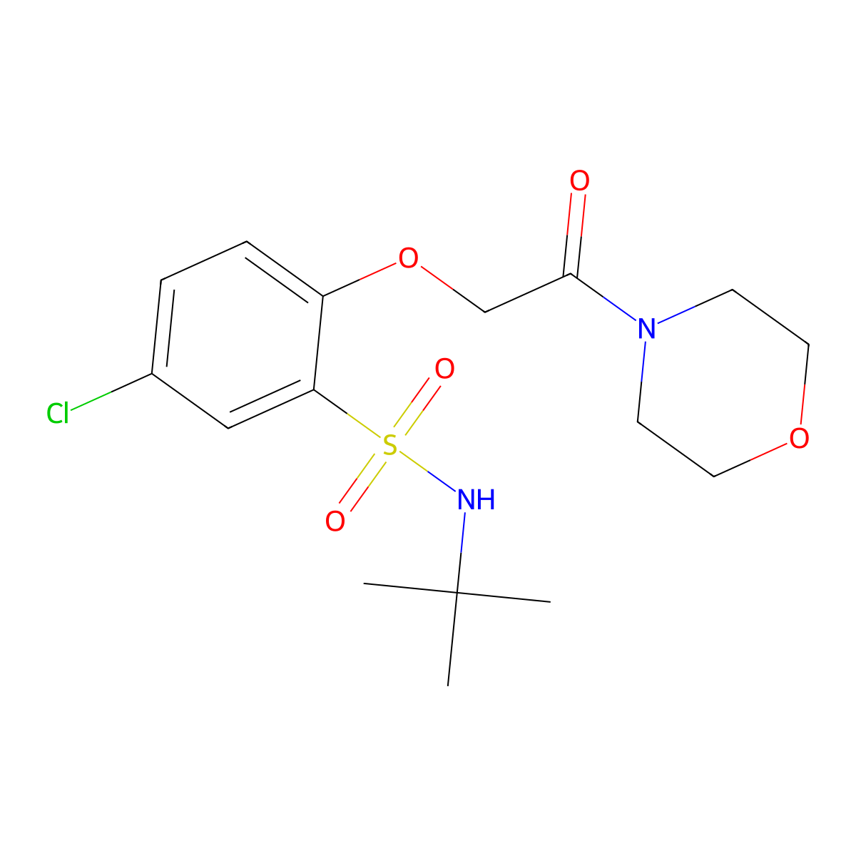 N-tert-butyl-5-chloro-2-(2-morpholin-4-yl-2-oxoethoxy)benzenesulfonamide molecular structure, CAS 728886-98-4