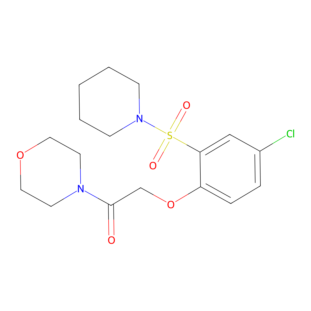 2-(4-Chloro-2-piperidin-1-ylsulfonylphenoxy)-1-morpholin-4-ylethanone molecular structure, CAS 728887-02-3