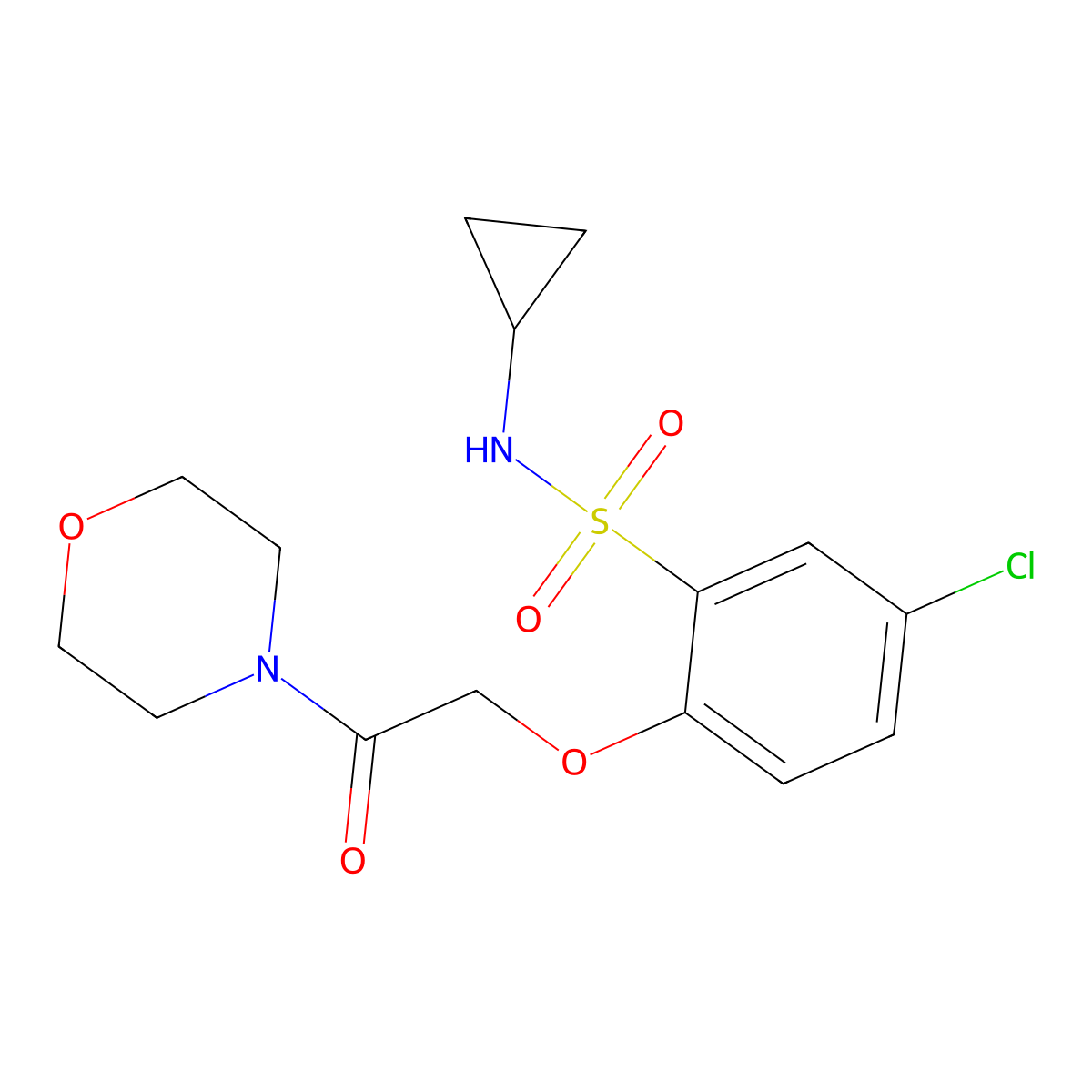 5-chloro-N-cyclopropyl-2-(2-morpholin-4-yl-2-oxoethoxy)benzenesulfonamide molecular structure, CAS 728887-06-7