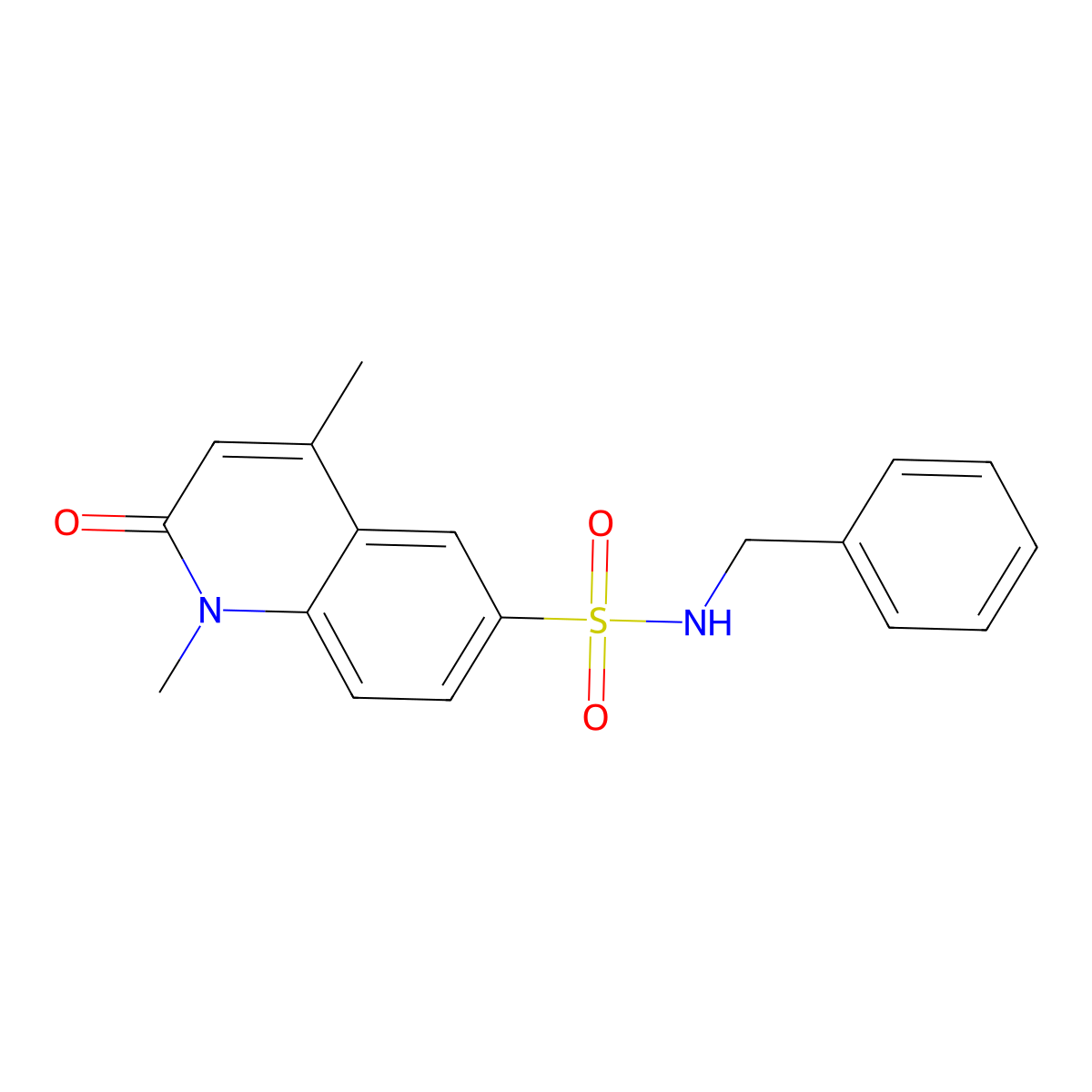 N-benzyl-1,4-dimethyl-2-oxoquinoline-6-sulfonamide molecular structure, CAS 728887-10-3