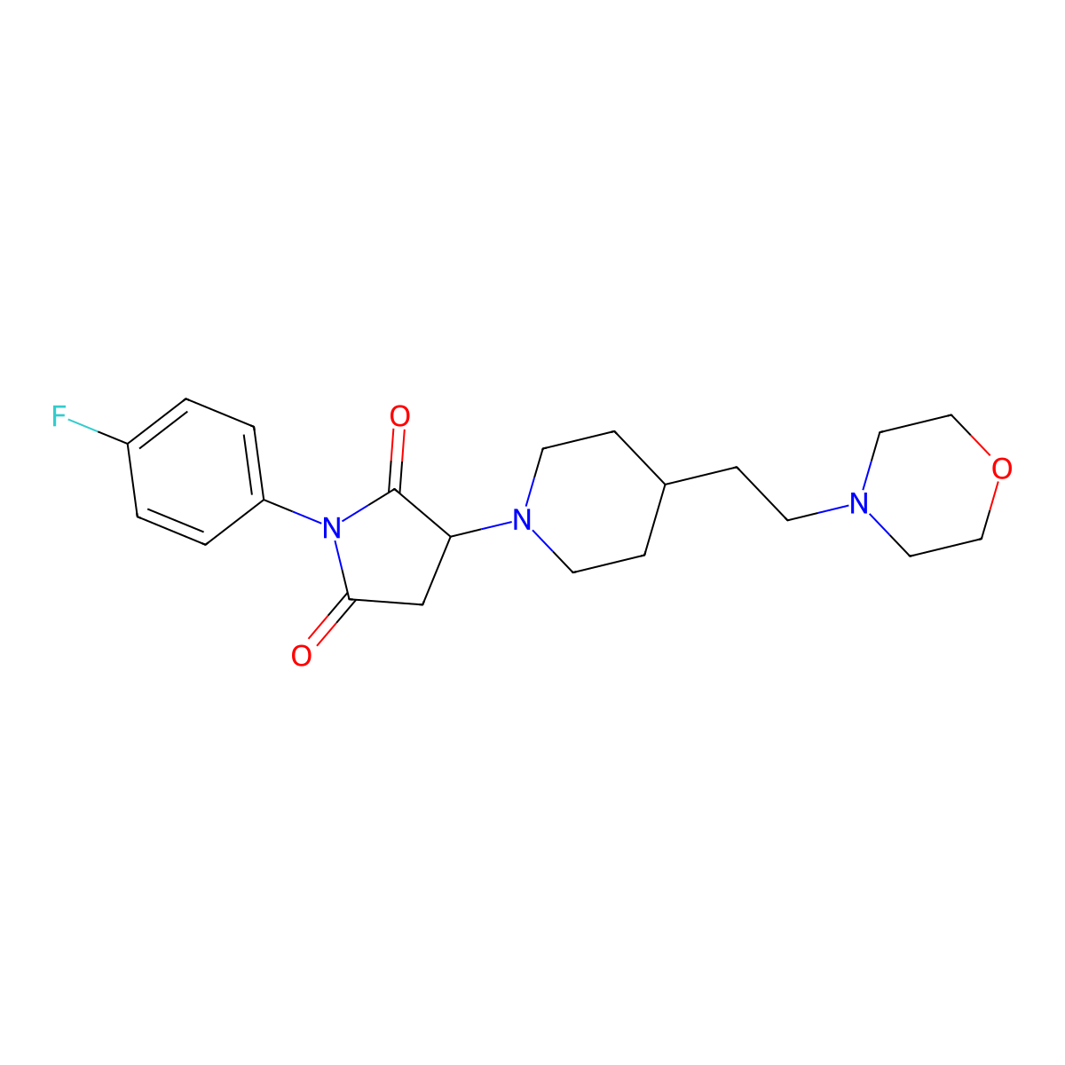 1-(4-Fluorophenyl)-3-[4-(2-morpholin-4-ylethyl)piperidin-1-yl]pyrrolidine-2,5-dione molecular structure, CAS 728887-51-2