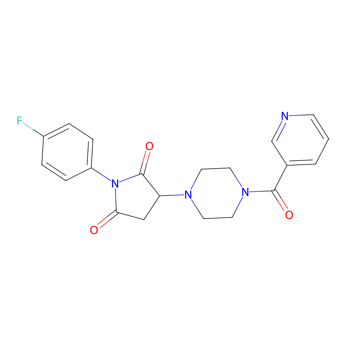 1-(4-Fluorophenyl)-3-[4-(pyridine-3-carbonyl)piperazin-1-yl]pyrrolidine-2,5-dione molecular structure, CAS 728887-65-8