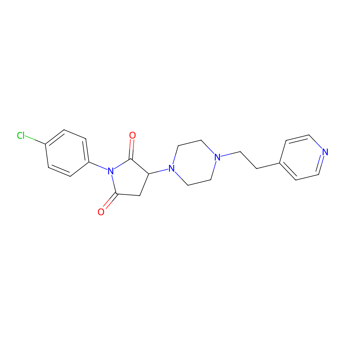 1-(4-Chlorophenyl)-3-[4-(2-pyridin-4-ylethyl)piperazin-1-yl]pyrrolidine-2,5-dione molecular structure, CAS 728887-71-6
